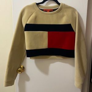 Tommy Hilfiger Collection Vintage Velvet Crop Flag Sweatshirt Size S